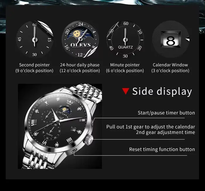 Montre-bracelet à quartz chronographe OLEVS 2925 pour homme