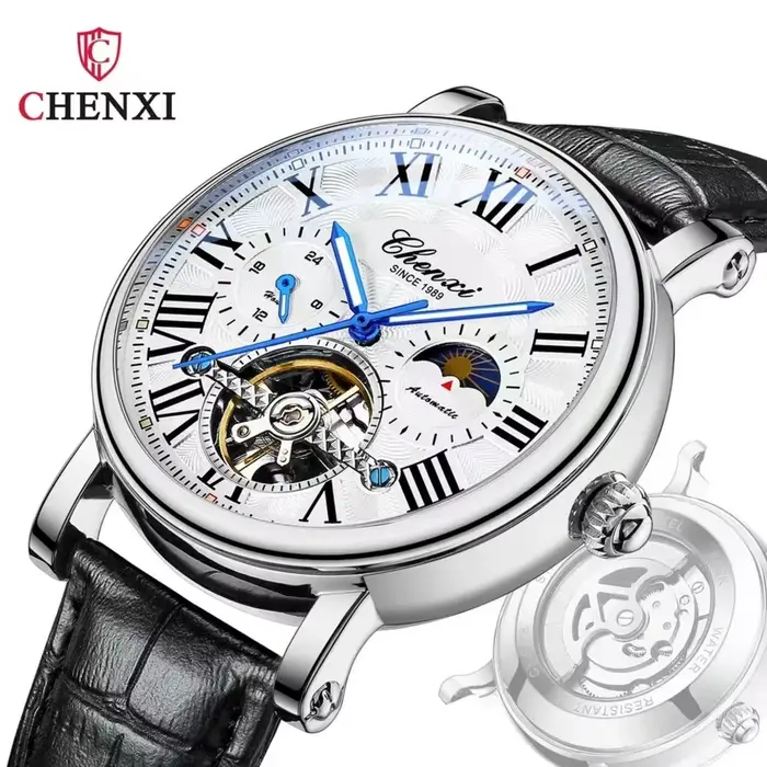 CHENghts-Montre de Luxe avec Bracelet en Cuir pour Homme