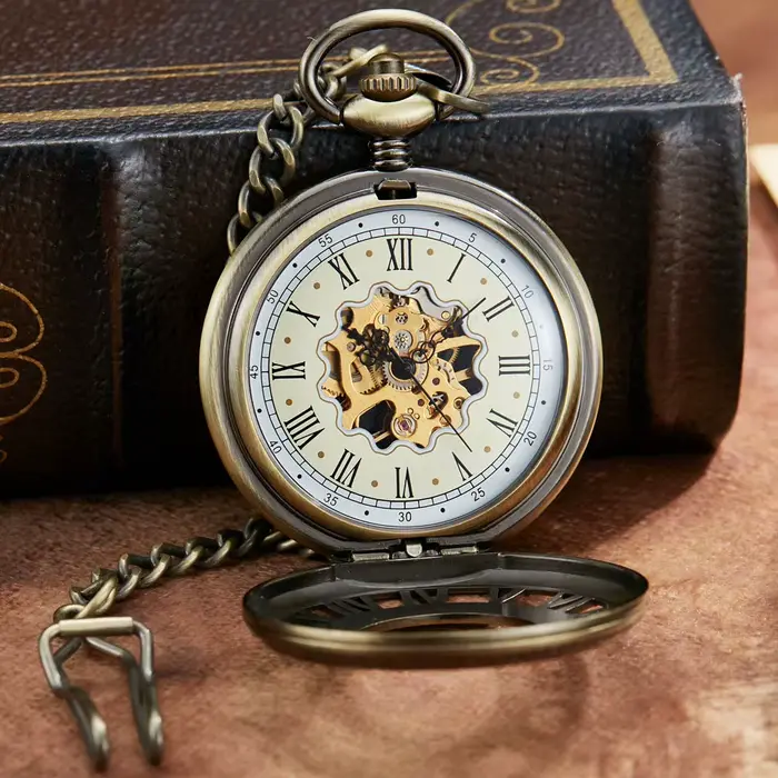 Montre à gousset Gorben Antique Style avec Chaîne en Acier Inoxydable pour Hommes et Femmes Occasions Spéciales