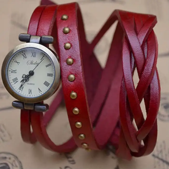 Shsby nouveau Roma Vintage peau de vache spirale plaie bracelet chiffres romains tissage tresse montre femmes