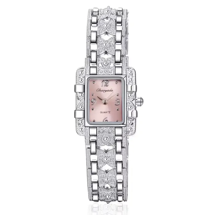 Femmes montre Rectangle cadran argent acier inoxydable cristal montres mode Quartz pour femmes dames