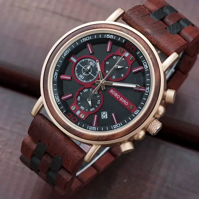 BOBO BIRD - montre militaire boisée pour hommes, montres couleur bois masculines, montres militaires