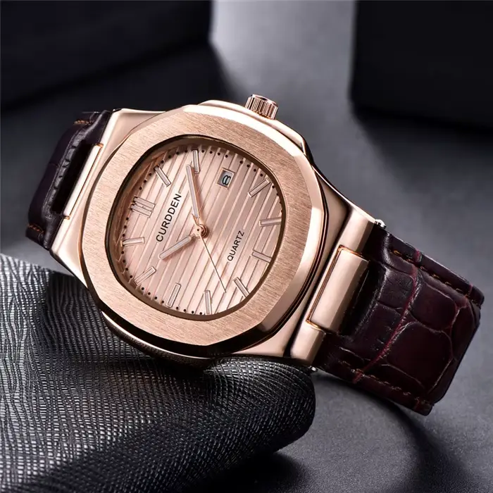 Hommes Original CURDDEN marque montres mode bracelet en cuir décontracté Date d'affaires Quartz montre-bracelet noir Relogios Masculinos 2025