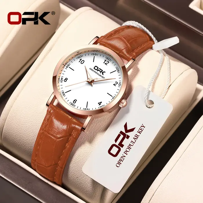 OPK 8613 montre pour femme Original élégant Simple marque montre-bracelet à Quartz étanche lumineux bracelet en cuir