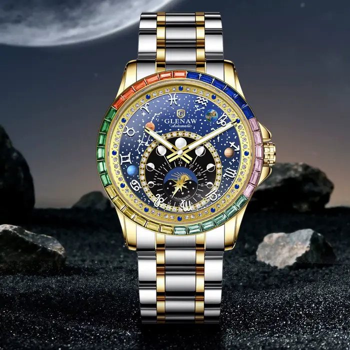 Nouvelle Montre Mécanique GLENAW 2025 Cercle Arc-en-ciel pour Hommes