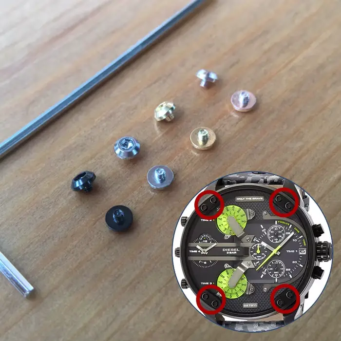 Vis de fixation de verre de montre pour homme