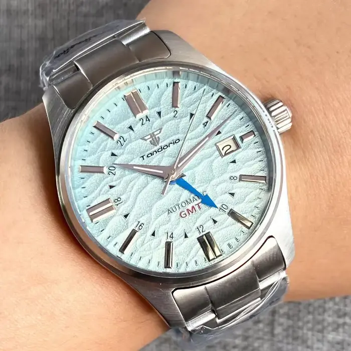 Tandorio Diver montre pilote en titane élégance NH34AA GMT