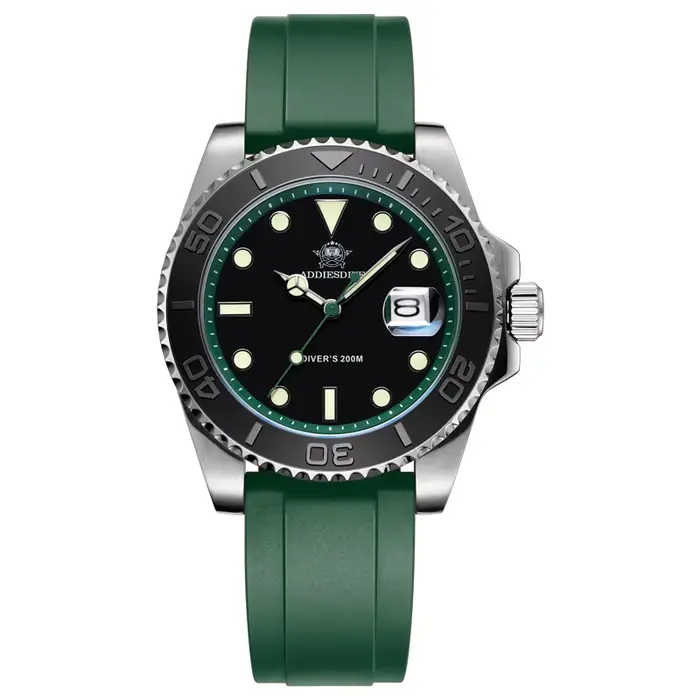 ADDIESDIVE montre à lunette rotative pour hommes 41mm montre à Quartz en acier inoxydable Seel BGW9 