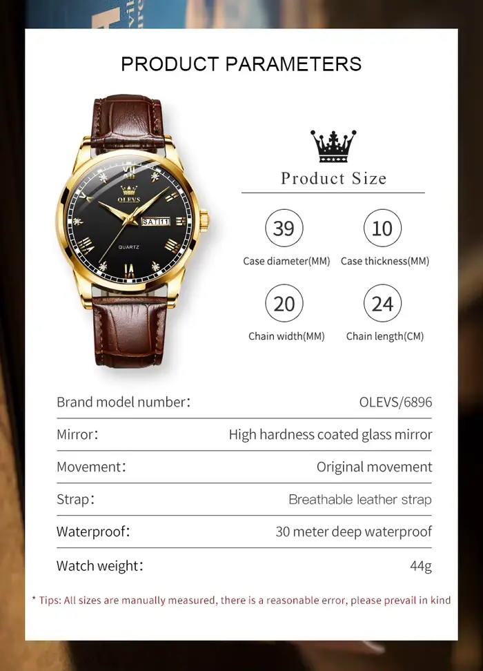 Montre-bracelet homme OLEVS 6896 quartz élégante en acier inoxydable avec chiffres romains et cadran rond style moderne pour usage casual