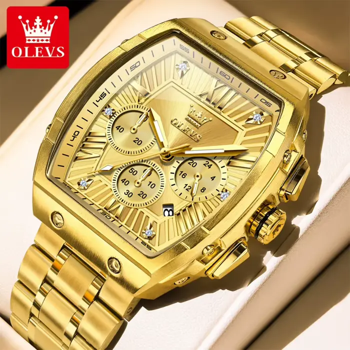 Montre à quartz pour homme OLEVS 5639, luxe, tonneau, date automatique, affaires, lumineuse, étanche, chronographe, marque originale, montre-bracelet pour homme