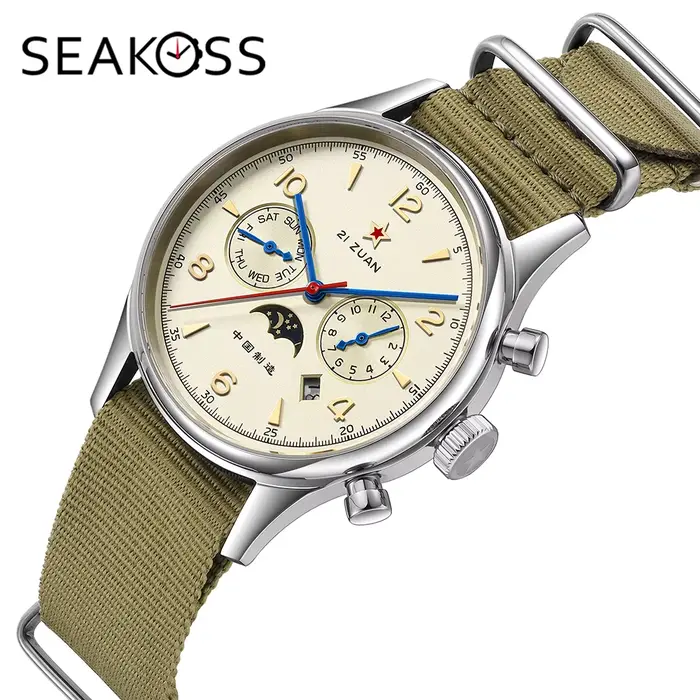 SEAKOSS 1963 Seagull ST1654 mouvement automatique montre-bracelet mécanique 24H affichage Air Force 