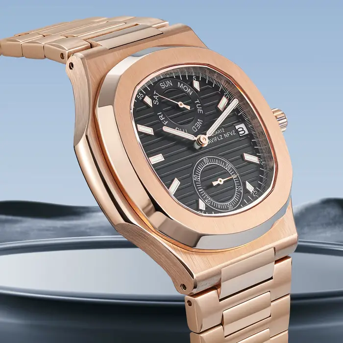Montre NAVIFLZ NFVZ en acier inoxydable avec mouvement quartz pour homme, résistante à l'eau, multifonctionnelle pour occasions sportives et business