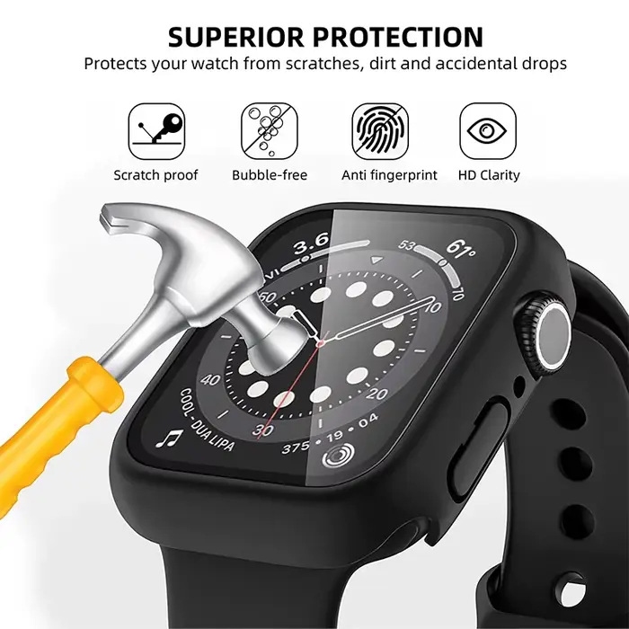 Verre trempé + couvercle pour Apple Watch série 42mm 46mm PC pare-chocs étui de protection d'écran iWatch