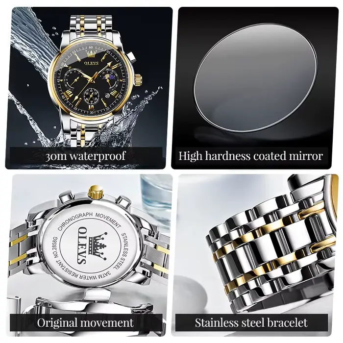 Montre-bracelet classique multifonctionnelle pour homme