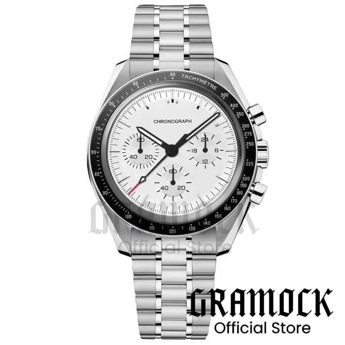 Montre multifonction à quartz VK63A pour homme résistante à l'eau avec affichage de la vitesse et de la phase de la lune occasions spéciales et quotidiennes