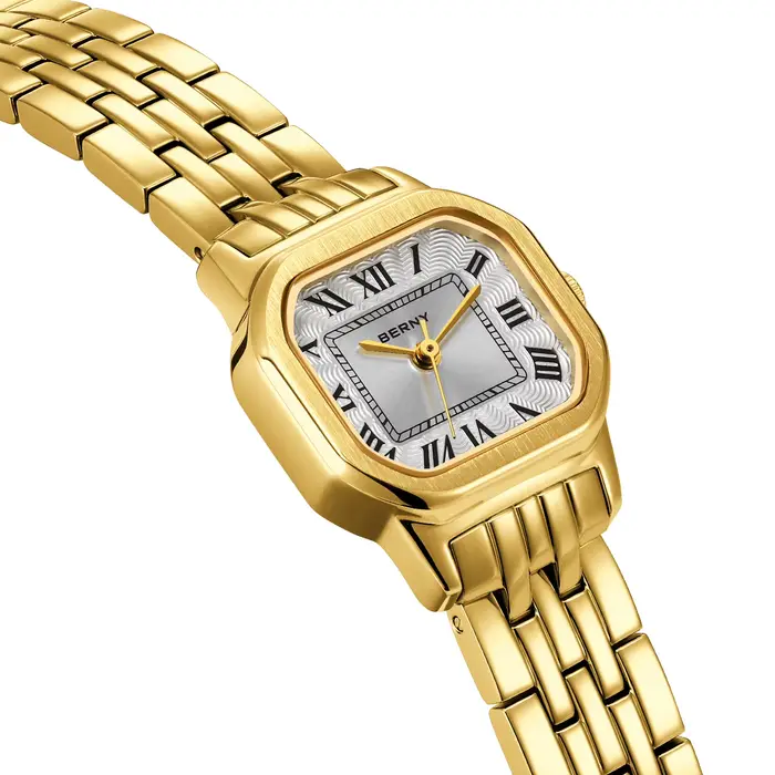 BERNY montre pour femmes carré petit cadran de luxe doré mode décontracté romain classique robe