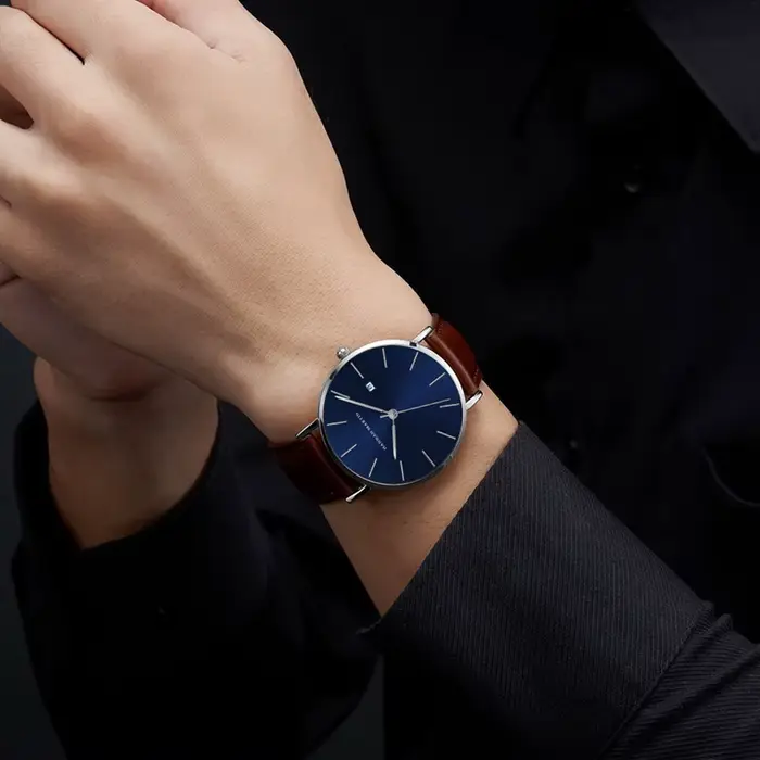 Hannah Martin hommes montre en cuir Style d'affaires mouvement à Quartz japonais 3Bar étanche horloge loisirs sport
