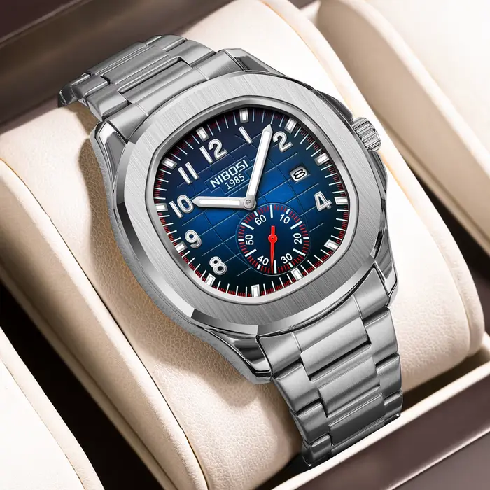 Nouvelle montre NIBOSI 2025 en acier inoxydable pour homme avec design simple et résistance à l'eau, idéale pour les occasions quotidiennes et les activités sportives