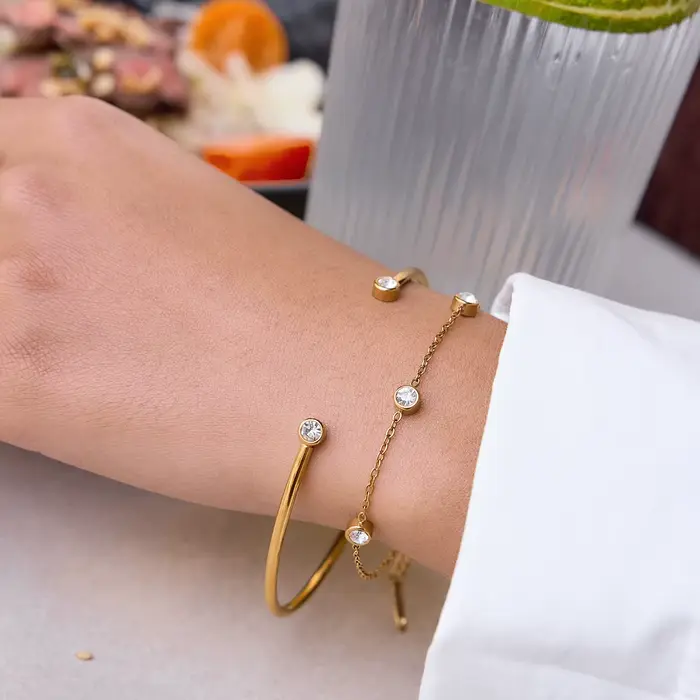 Zora 2 pièces/ensemble Bracelet chaîne en zircon