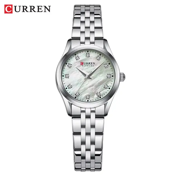 CURREN Montre de mode de luxe pour femme – Élégante acier inoxydable rose doré, cadran en marbre ave