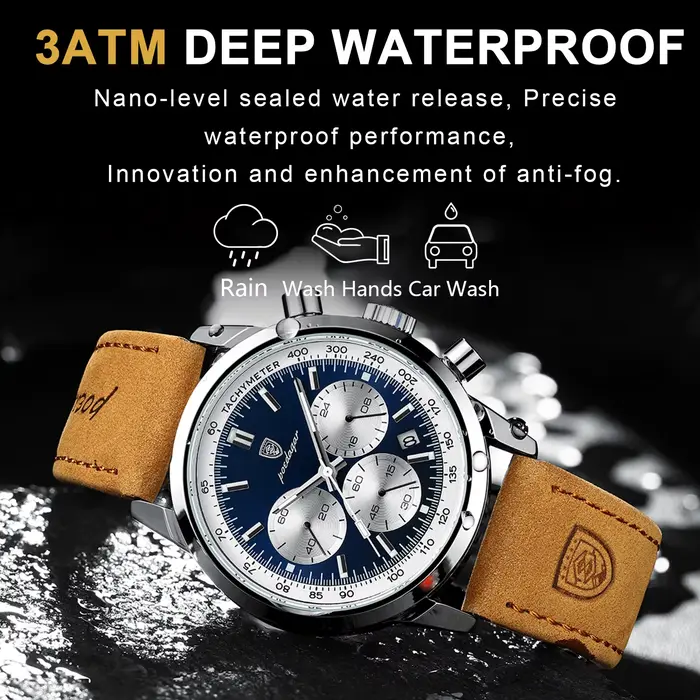 POEDAGAR Top marque montre à Quartz pour hommes étanche chronographe lumineux militaire homme