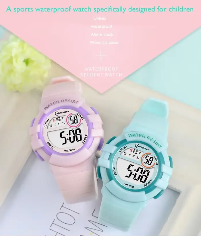 Montres numériques roses pour enfants