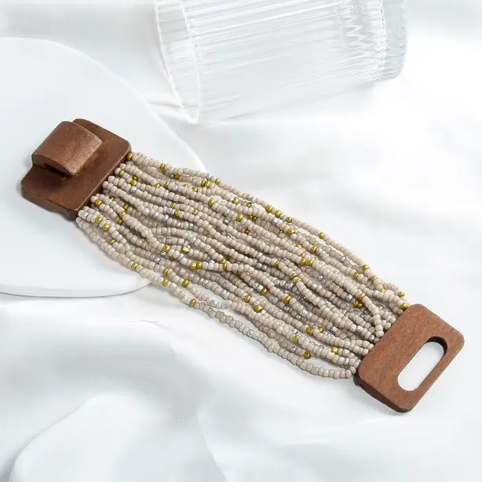Bracelet géométrique en bois pour femmes