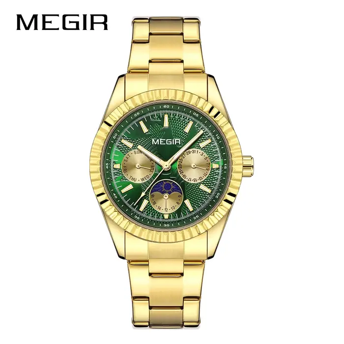 Montre chronographe à quartz pour homme MEGIR 1102, décontractée, en acier inoxydable, style militai