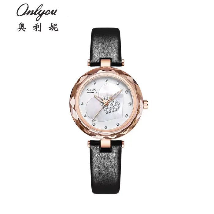 ONLYOU Nouvelle montre de luxe pour femme avec un bracelet en cuir véritable