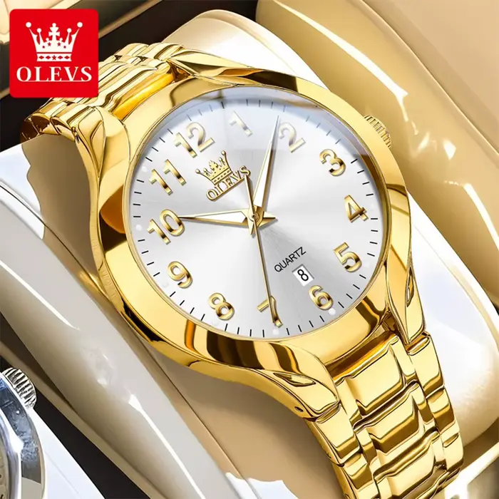 OLEVS 3650 montres en or pour hommes classique grand cadran numérique Date automatique étanche lumineux Original