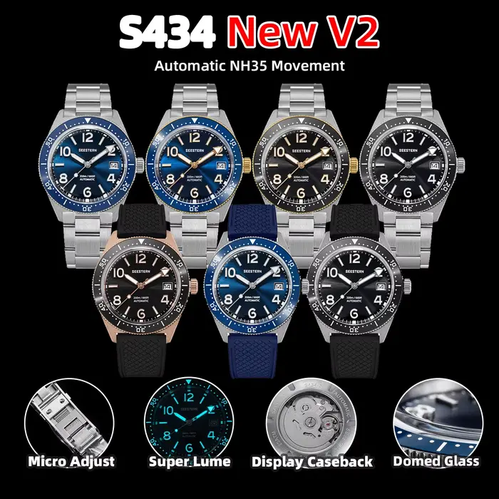 Sugess montre de plongée pour hommes montres mécaniques automatiques 20ATM étanche saphir NH35A mouvement BGW9 lumineux nouveau S434-2