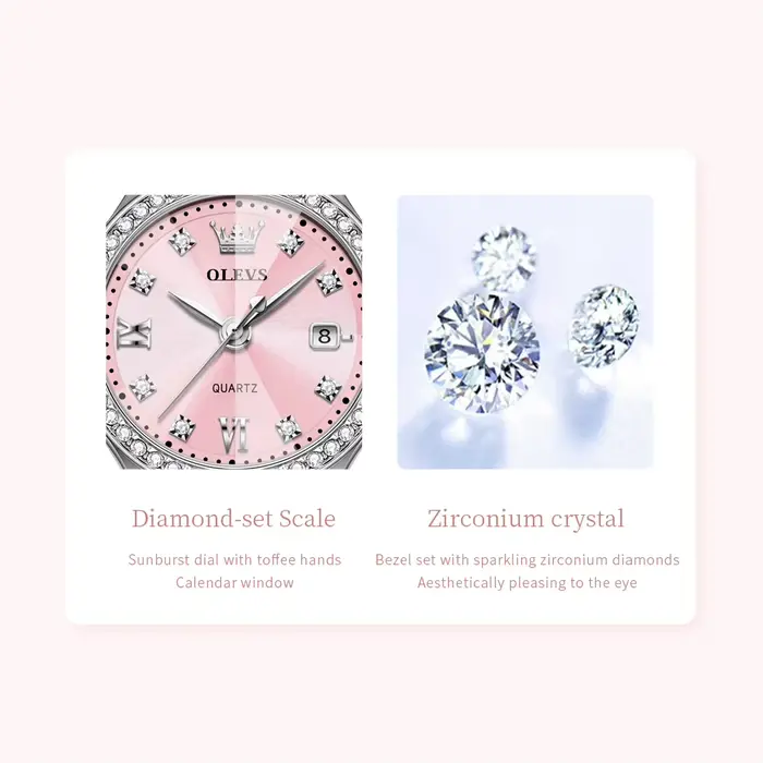 Nouvelle montre à Quartz 5628 pour femmes, bracelet en acier, lunette en Zircon, date automatique, résistante à l'eau, miroir en losange, élégante pour occasions spéciales