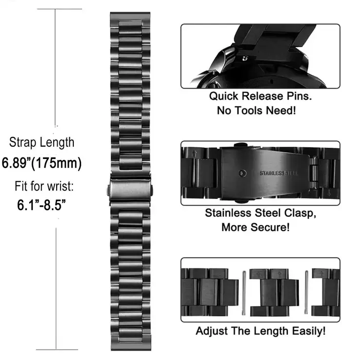 Bracelet en acier inoxydable 18mm 20mm pour Withings ScanWatch 2