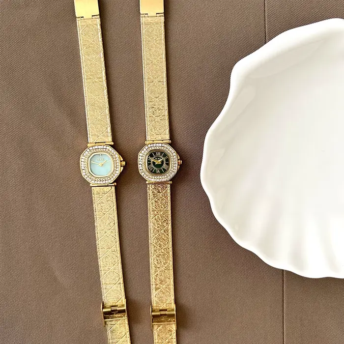 Femmes montre à Quartz Vintage or vert Orologio bracelet en acier inoxydable Reloj Mujer filles horloge dames de luxe nouvelle montre-bracelet en diamant