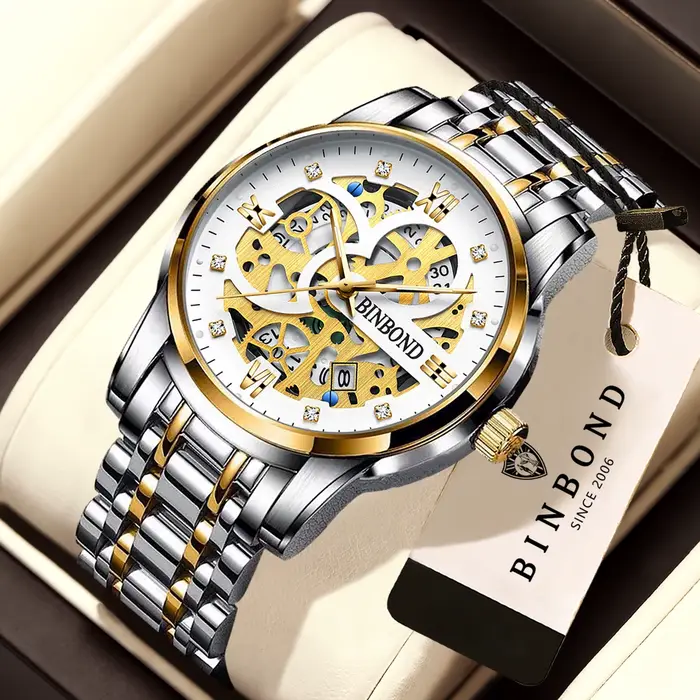Montres à quartz précises et ajourées de la marque BINBOND pour hommes