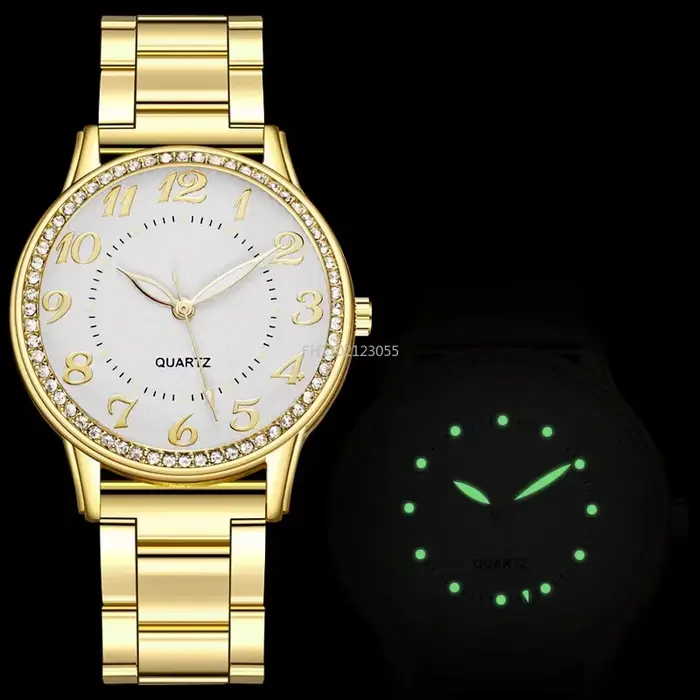 Montre élégante à quartz avec bracelet en maille et strass pour femme