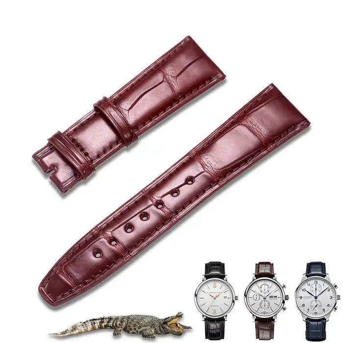 Bracelet de montre en cuir de crocodile HEMSUT élégant pour montres traditionnelles occasions spéciales