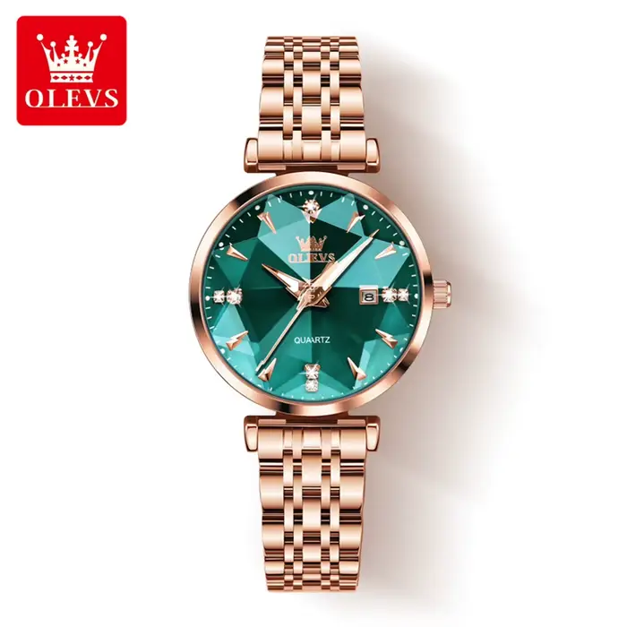OLEVS 5536 montre à Quartz pour femmes de luxe losange or acier inoxydable étanche dames montres fem