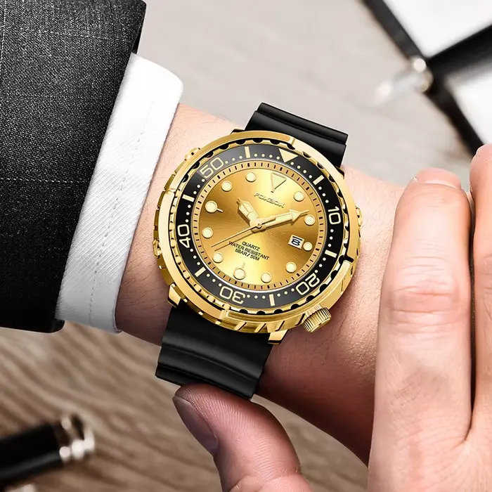 LIGE mode montre en or pour hommes haut de gamme de luxe 50M étanche