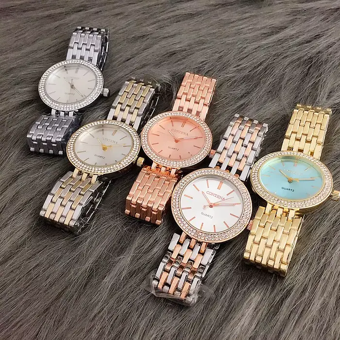 Montres pour femmes de luxe en acier inoxydable strass