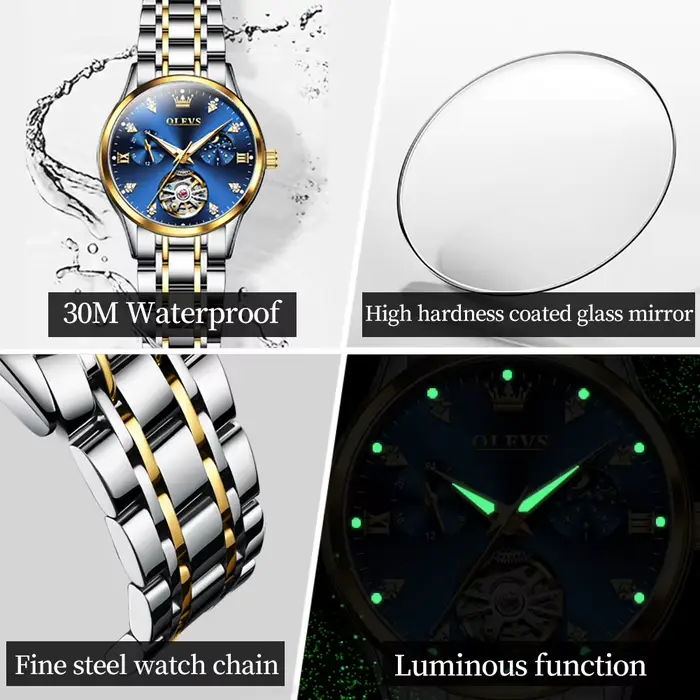 OLEVS montres pour femmes de luxe Tourbillon Style Original automatique montre mécanique pour femme étanche lumineux
