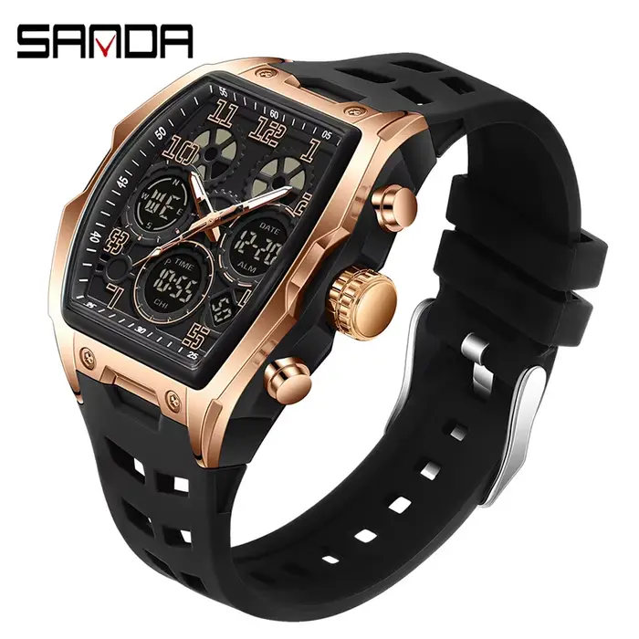 Hommes double affichage montres pour homme horloge 2025 Top marque de luxe militaire bracelet en Sil