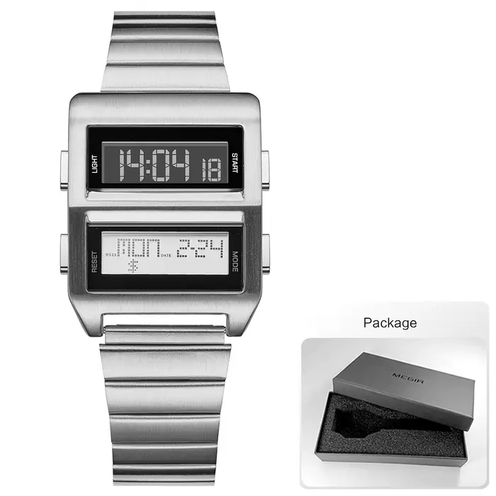 MEGIR rétro Cyberpunk pilote montre électronique pour hommes montre-bracelet de sport avec mouvement