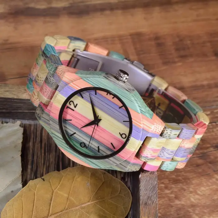Montre-bracelet en bambou pour femme