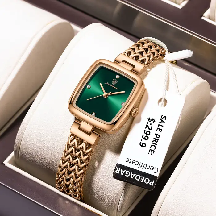 POEDAGAR montre carrée de luxe pour femme étanche en acier inoxydable femmes montres à Quartz