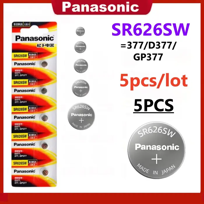 5 piles Panasonic originales SR616SW 321 SR621SW 364 SR626SW 377 pour montre