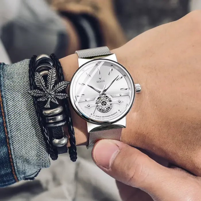 Montre homme mécanique automatique de luxe élégante SKROX originale 2026