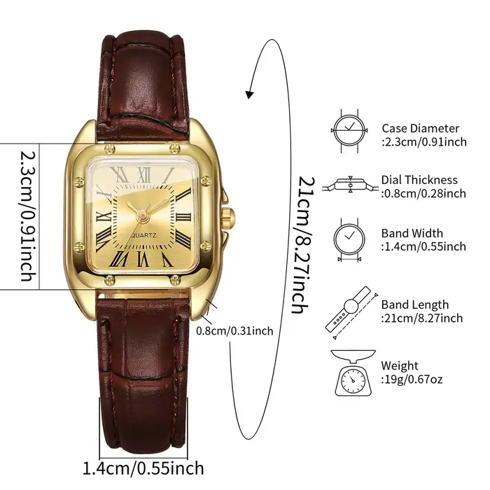 Mode carré femmes bracelet en cuir montres décontracté Roma cadran montre à Quartz pour dames horloge Relogio Feminino (sans boîte)