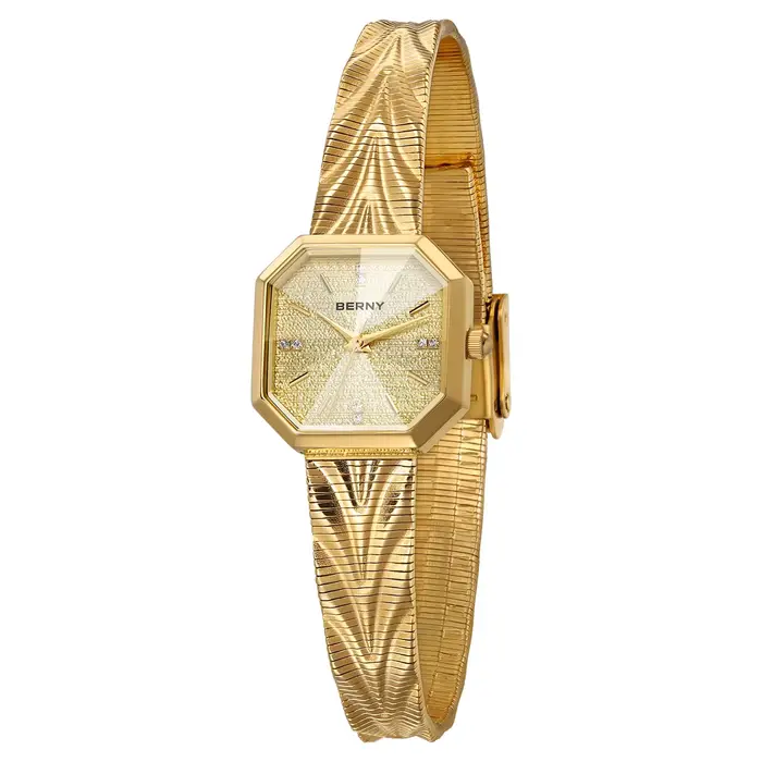 Montre dorée octogonale pour femme