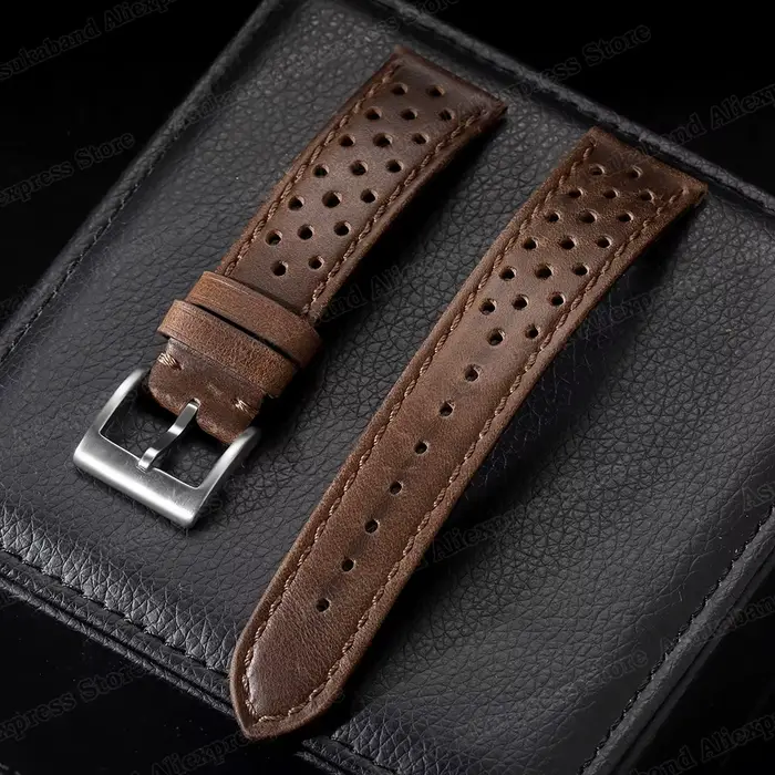 Bracelet Vintage en cuir véritable 18mm 20mm 22mm, universel pour hommes et femmes, en cuir de vache